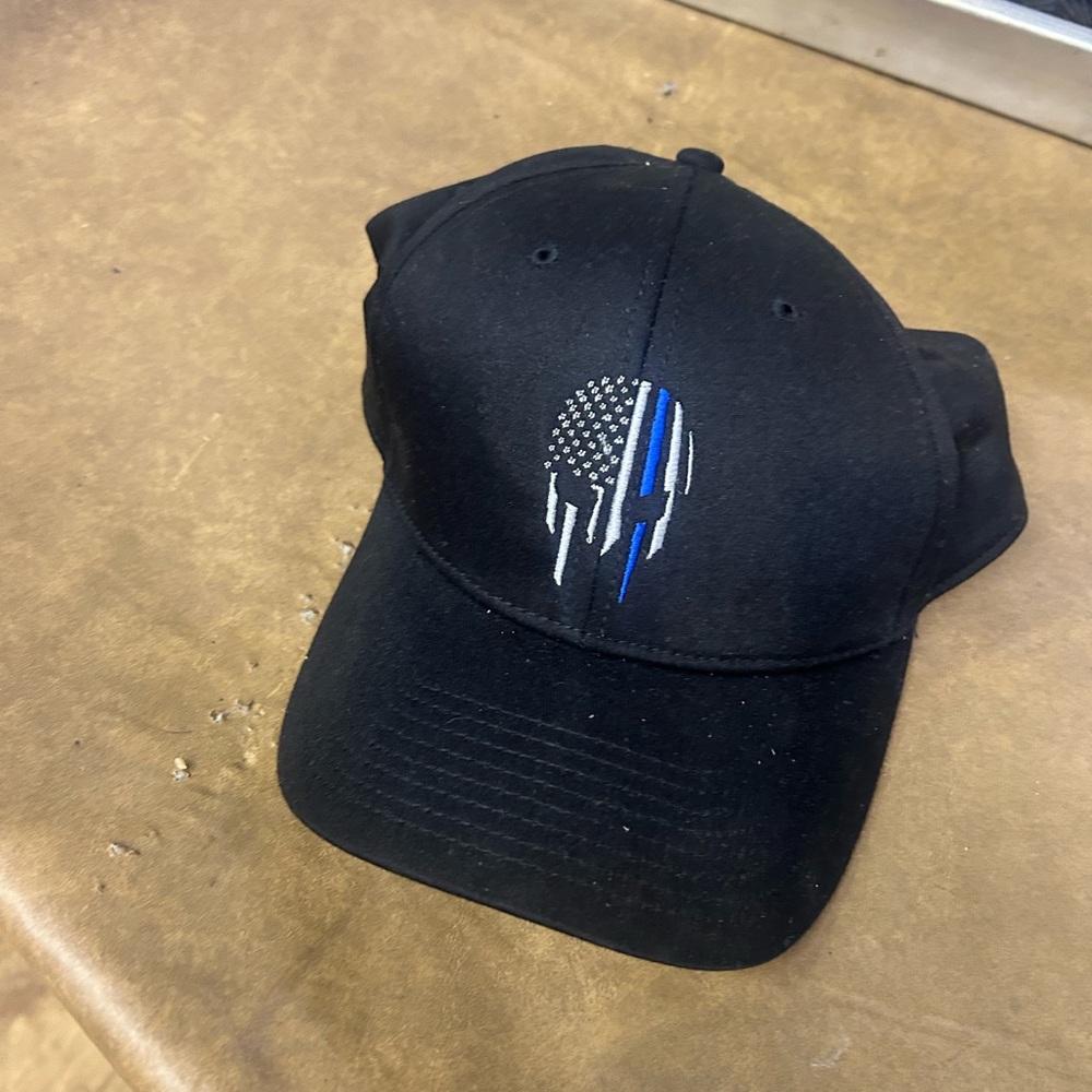 Black Baseball Cap with Blue Stripe skull